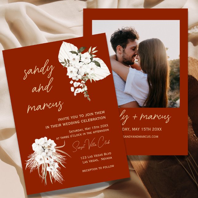 Terracotta Bohemian Photo bröllopsinbjudan Inbjudningar (Skapare uppladdad)