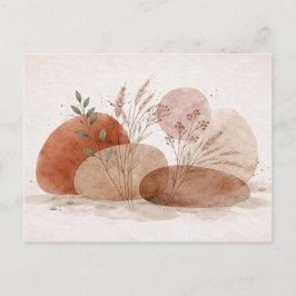 Terracotta Boho Abstract Botanical Watercolor  Vykort