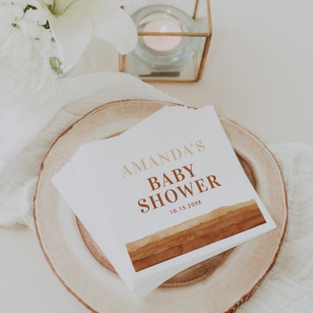 Terracotta Boho Abstrakt Baby Shower Pappersservett (Skapare uppladdad)