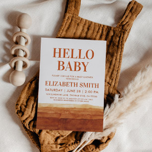 Terracotta Boho Abstrakt Desert Baby Shower Inbjudningar