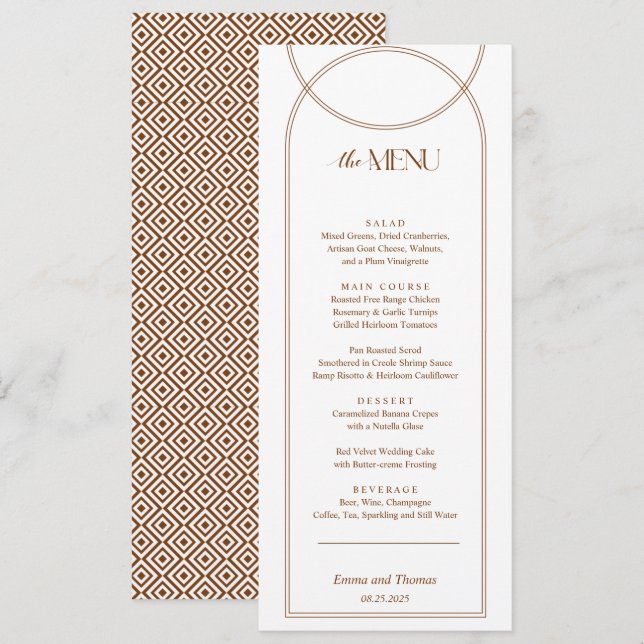 Terracotta Boho Arch Menu-kort Meny (Fram/baksida)