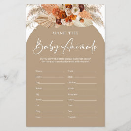 Terracotta boho arch namn i baby djur-spelet