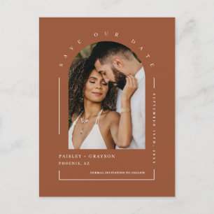 Terracotta Boho Arch Photo QR Code Spara Vykort