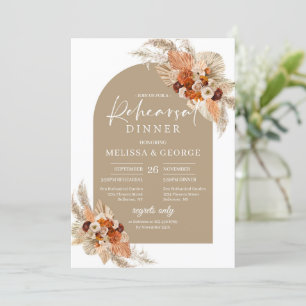 Terracotta boho arch tropical Blommor kopparbeige Inbjudningar