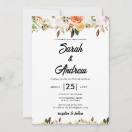 Terracotta Boho Autumn Floral Wedding Inbjudningar