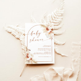 Terracotta Boho Baby Shower Pampas Grass Inbjudningar