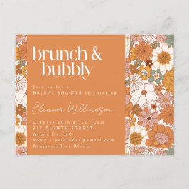 Terracotta Boho Blommig Brunch Bubbly Bröllopsfest Vykort