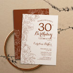 Terracotta Boho Blommigt 30års födelsedag Party Inbjudningar<br><div class="desc">Terracotta Boho Blommigt 30års födelsedag-partiets inbjudan. Minimalistisk modern design med botaniska konturaccenter för teckning och typsnitt för typgrafiska skript. Enkel inbjudan-kortsperfekt för trendig för en snyggt kvinna på dagen firande. Kan anpassas till vilken ålder som helst. Skrivna Zazzle-inbjudningar eller digital utskrivbar mall för omedelbar nedladdning.</div>
