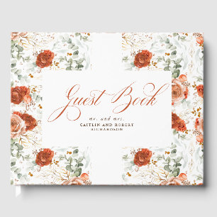 Terracotta Boho Blommigt Bröllop Gästböcker