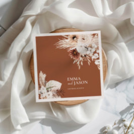 Terracotta Boho Blommigt Bröllop Napkins Pappersservett