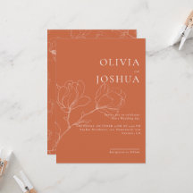 Terracotta Boho blommigt bröllopsinbjudan