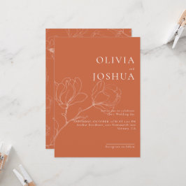 Terracotta Boho blommigt bröllopsinbjudan