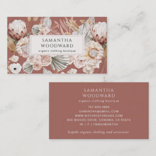 Terracotta Boho Blommigt Clothing Branding Visitkort