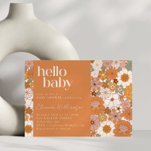 Terracotta Boho Blommigt Cute Hej Baby Shower