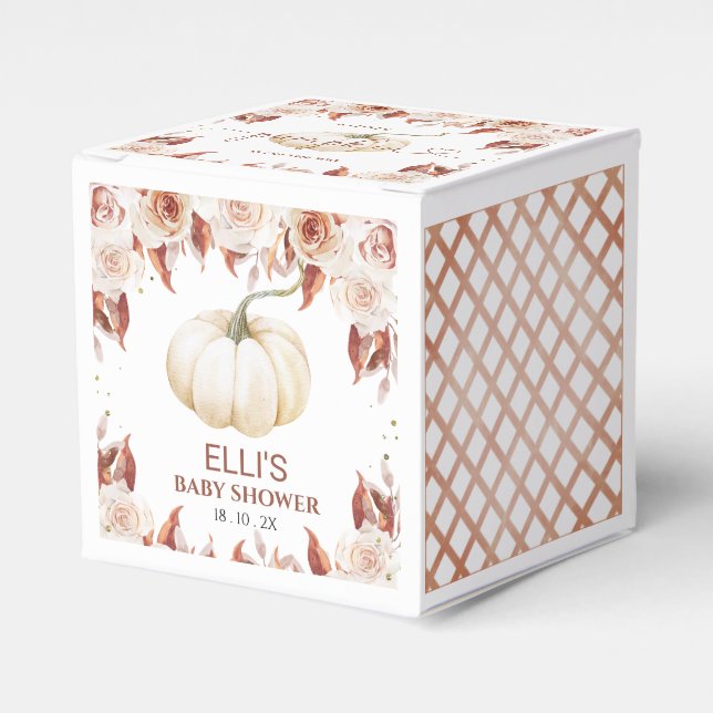 Terracotta Boho Blommigt Little Pumpkin Baby Showe Presentaskar (Framsidan Sidan)