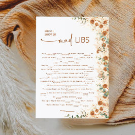 Terracotta Boho Blommigt Möhippa Mad Libs Game