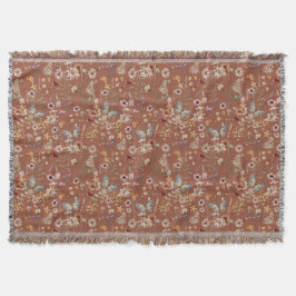 Terracotta Boho Blommigt Throw Blanket Filt