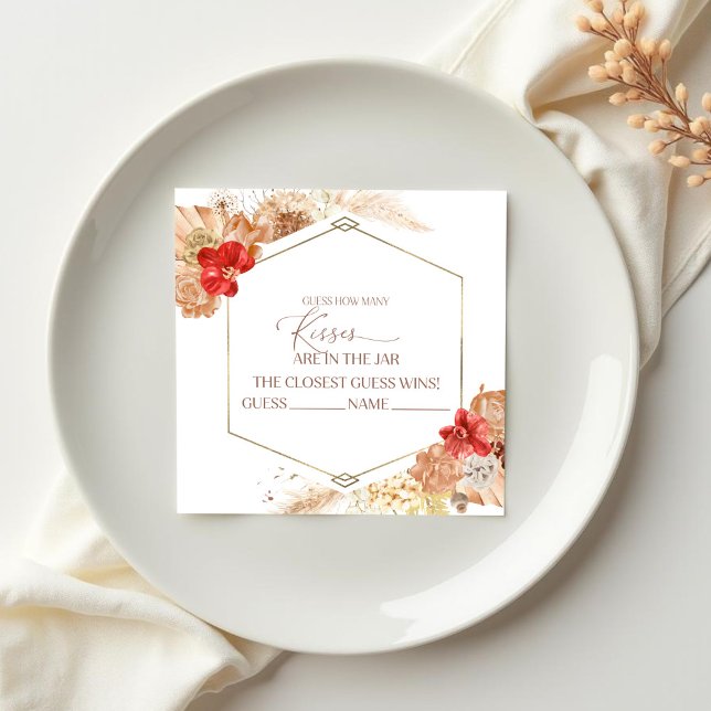 Terracotta Boho Blommigt vet hur många Kisses-kort Tilläggskort (Skapare uppladdad)