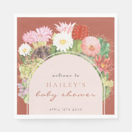 Terracotta Boho Bloom Cactus Baby Shower Pappersservett