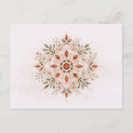 Terracotta Boho Botanical Mandala Watercolor  Vykort