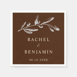 Terracotta Boho Bröllop Blommigt Brown Elegant Chi Pappersservett