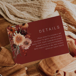 Terracotta Boho Bröllop: Information om sommaruppe Tilläggskort