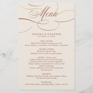 Terracotta boho bröllop Menu