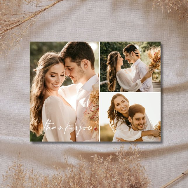 Terracotta Boho Bröllop Photo Tack vykort (Terracotta Boho Wedding Photo Thank You Postcard)
