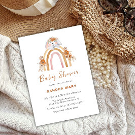 Terracotta Boho Bunny Rainbow Blommigt Baby Shower Inbjudningar