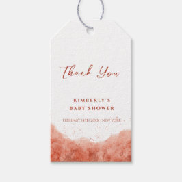 Terracotta Boho Desert Baby Shower Tack Presentetikett