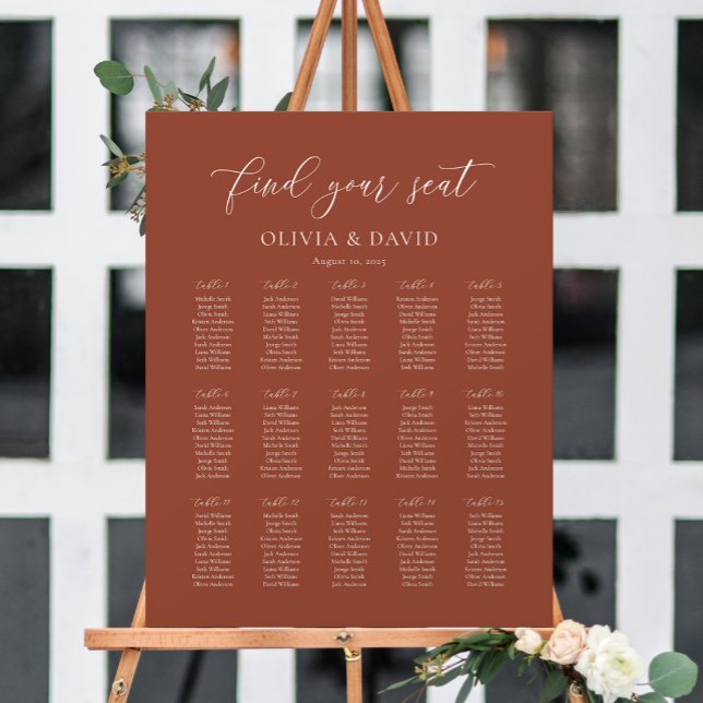 Terracotta Boho Elegant 15 bord-sittplatsplan Poster (Skapare uppladdad)