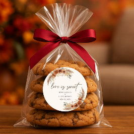 Terracotta Boho Fall Blommigt Bröllop Kärlek är sö Runt Klistermärke