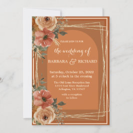 Terracotta Boho Fall Blommigt Watercolor Inbjudningar