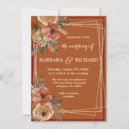 Terracotta Boho Fall Blommigt Watercolor Inbjudningar