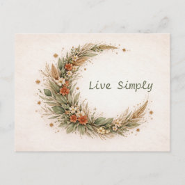 Terracotta Boho Floral Crescent Moon Botanical  Vykort