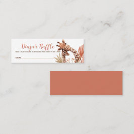 Terracotta Boho Giraffe Diaper Raffle Card Mini Visitkort