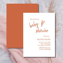 Terracotta Boho Heart Baby Shower-inbjudan Inbjudningar