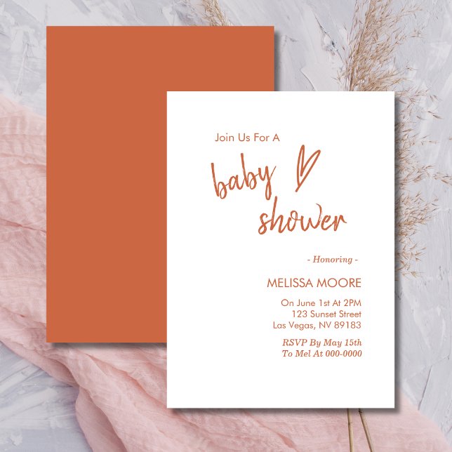 Terracotta Boho Heart Baby Shower-inbjudan Inbjudningar (Skapare uppladdad)