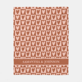 Terracotta Boho Hearts Valentine Gift Fleecefilt