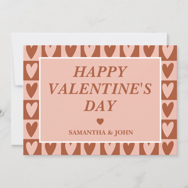 Terracotta Boho Hearts Valentine’s Gift Julkort (Framsida)