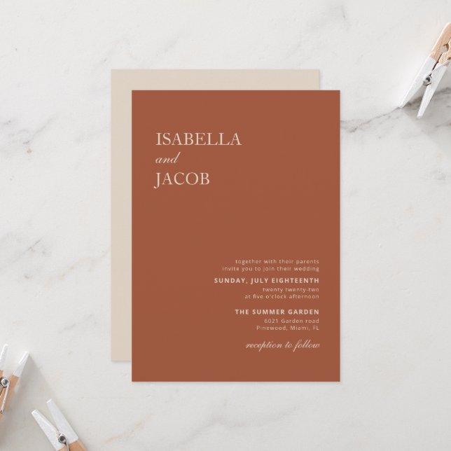 Terracotta Boho-inbjudan Inbjudningar (Fram/Back In Situ)