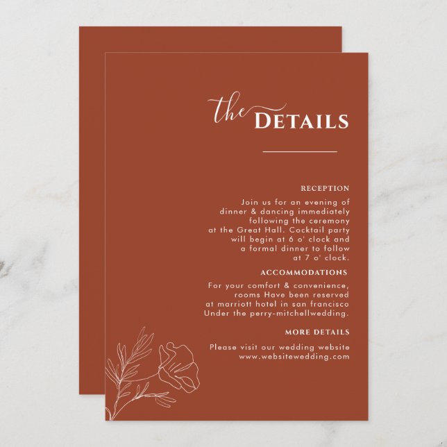 Terracotta Boho Itinerary, Rust Bröllopsprogram Inbjudningar (Fram/baksida)