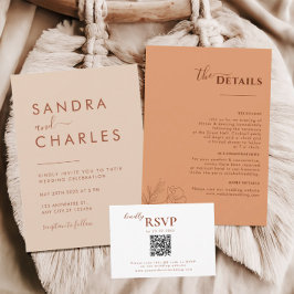 Terracotta Boho Itinerary, Rust Bröllopsprogram Inbjudningar