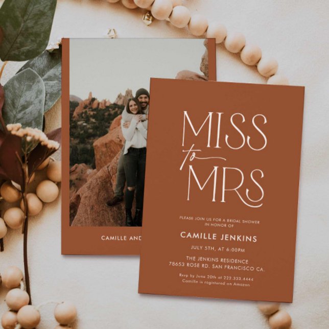 Terracotta Boho Minimal Möhippa Inbjudningar (Boho Minimal Bridal Shower Invitation)