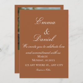 Terracotta Boho Minimal Photo Wedding Invitation Inbjudningar