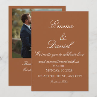 Terracotta Boho Minimal Photo Wedding Invitation Inbjudningar