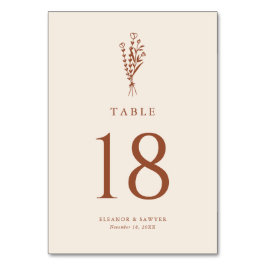 Terracotta Boho Minimalist Botanicals Bröllop Bordsnummer