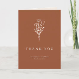 Terracotta Boho Minimalist Botanicals Bröllop Tack Kort
