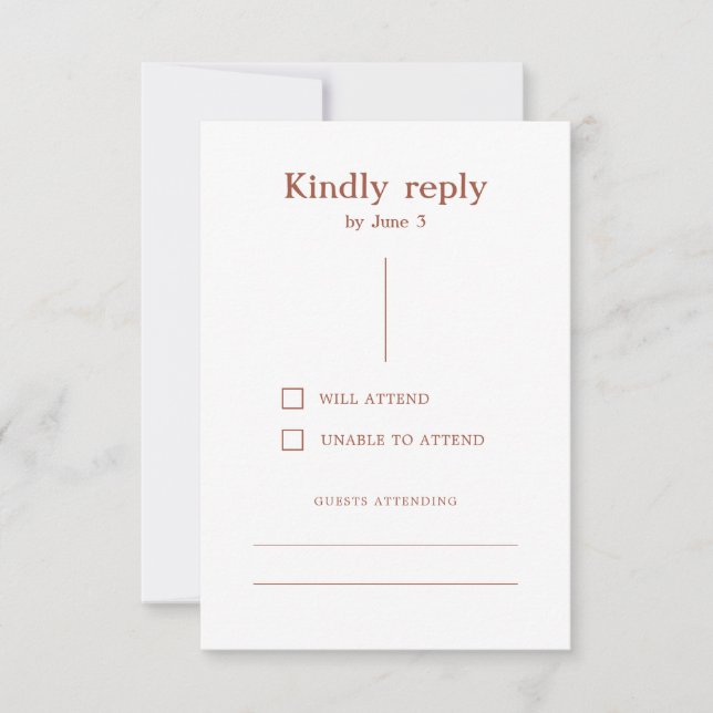 Terracotta Boho Modern Linjer Burnt Orange Bröllop OSA Kort (Framsida)