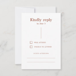 Terracotta Boho Modern Linjer Burnt Orange Bröllop OSA Kort